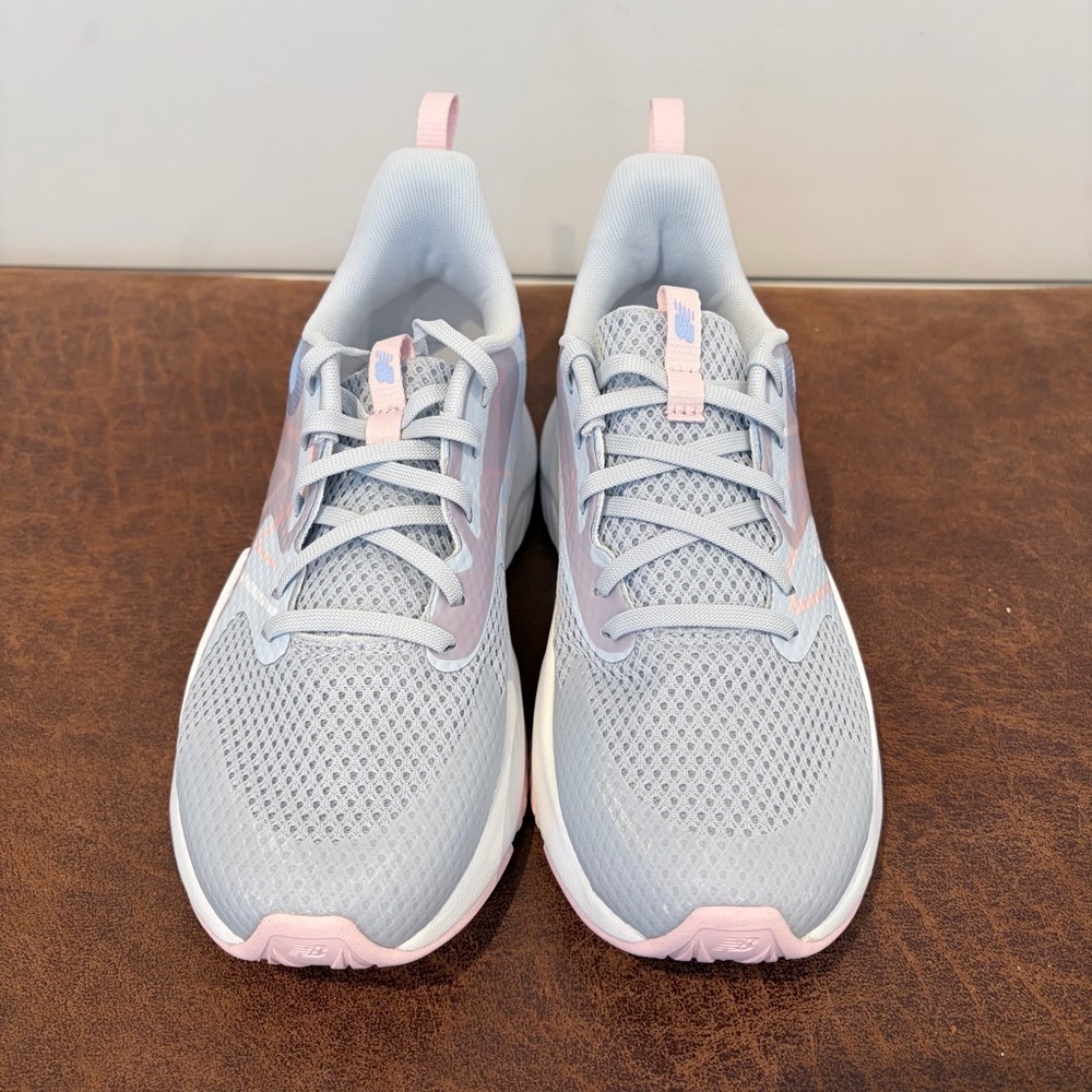 New Balance Pastel Running Sneakers Youth 4.5 Gray Pink Blue Athleisure Gym - Picture 4 of 9